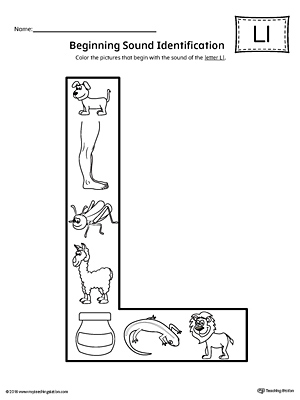 letter l beginning sound color pictures worksheet myteachingstationcom