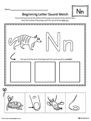 Letter N Beginning Sound Picture Match Worksheet | MyTeachingStation.com