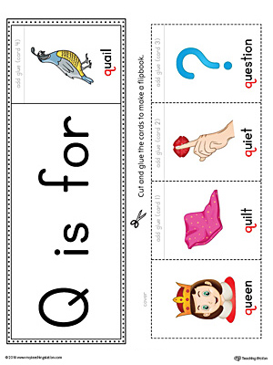 Letter Q Beginning Sound Flipbook Printable (Color)