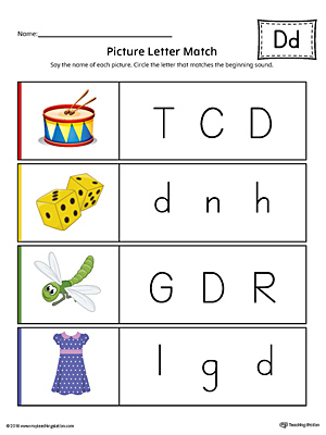 picture letter match letter d worksheet color myteachingstation com