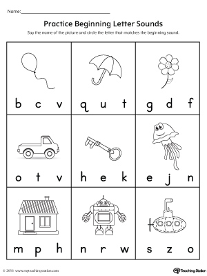 Practice Beginning Letter Sound Worksheet