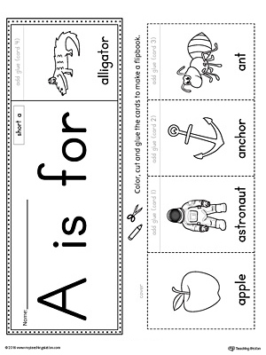 Short Letter A Beginning Sound Flipbook Printable