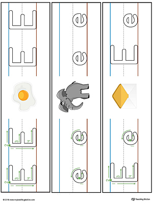 Letter E Formation Writing Mat Printable (Color)