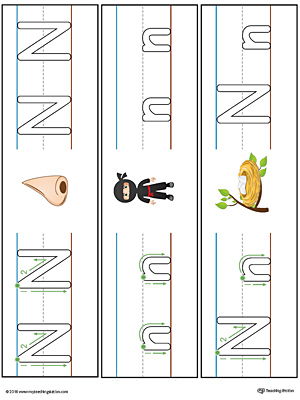 Letter N Formation Writing Mat Printable (Color)