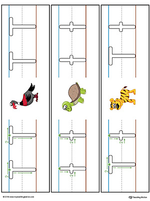 Letter T Formation Writing Mat Printable (Color)