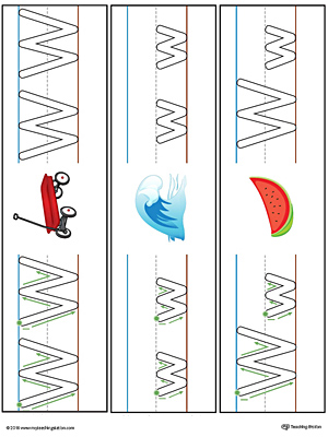 Letter W Formation Writing Mat Printable (Color)