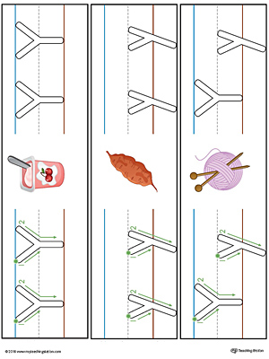 Letter Y Formation Writing Mat Printable (Color)