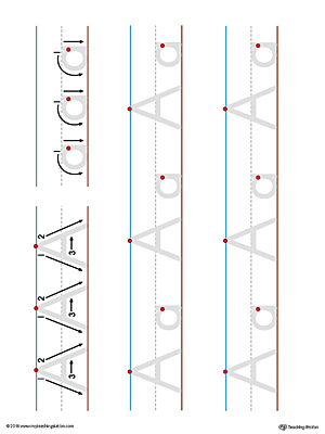 Practice writing the lowercase and uppercase letter A with this printable writing mat.