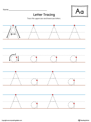 Letter A Tracing Printable Worksheet (Color)