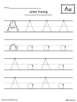 Give your child plenty of writing practice with the Letter A Tracing printable worksheet.