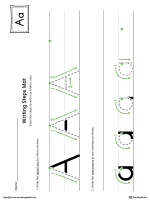 Letter A Writing Steps Mat Printable (Color)