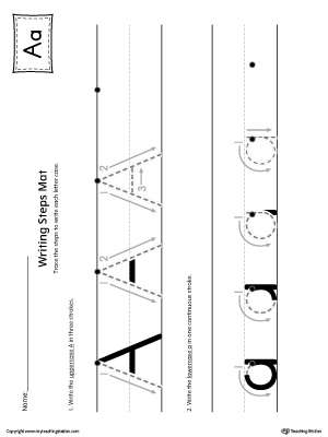 Letter A Writing Steps Mat Printable