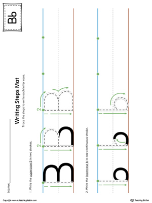 Letter B Writing Steps Mat Printable (Color)