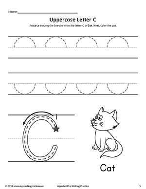 Uppercase Letter C Pre-Writing Practice Worksheet