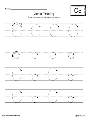 Letter C Tracing Printable Worksheet