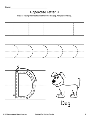 Writing Practice Letter D Printable Worksheet For Preschool In 2020 Images