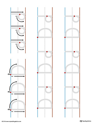 Practice writing the lowercase and uppercase letter D with this printable writing mat.
