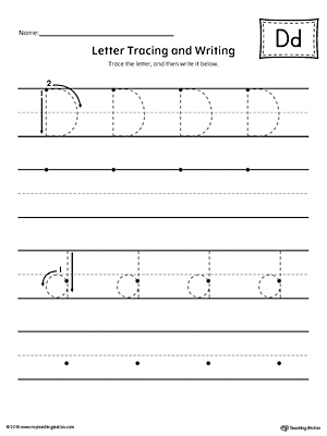 Letter D Tracing and Writing Printable Worksheet