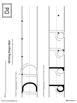 Letter D Writing Steps Mat Printable