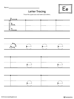 Give your child plenty of writing practice with the Letter E Tracing printable worksheet.