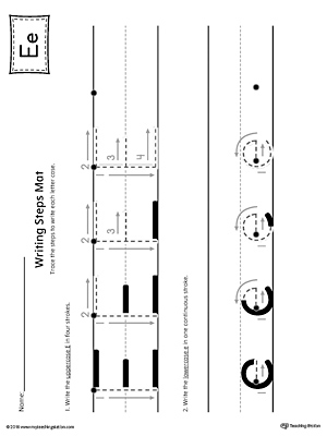 Letter E Writing Steps Mat Printable
