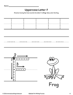 Uppercase Letter F Pre-Writing Practice Worksheet