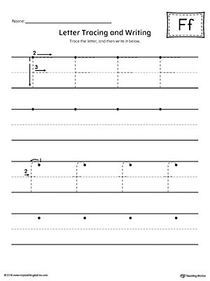Letter F Tracing and Writing Printable Worksheet