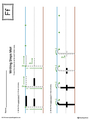 Letter F Writing Steps Mat Printable (Color)