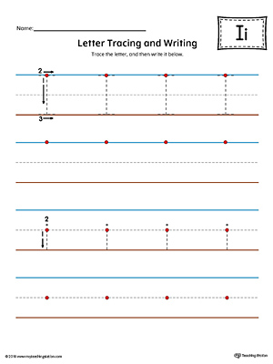 Letter I Tracing and Writing Printable Worksheet is perfect for students in preschool or kindergarten to practice writing.