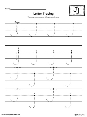 Letter J Tracing Printable Worksheet