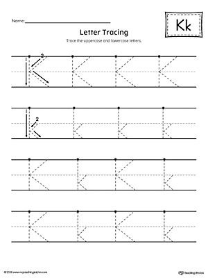 Give your child plenty of writing practice with the Letter K Tracing printable worksheet.