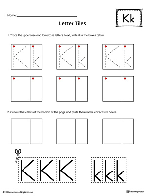 Letter K Tracing and Writing Letter Tiles