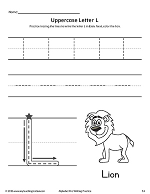 Uppercase Letter L Pre-Writing Practice Worksheet