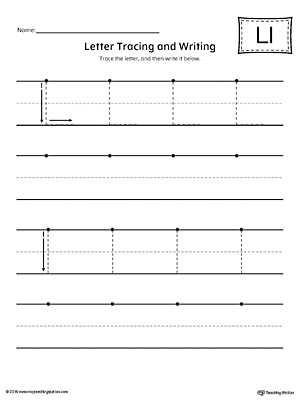 Letter L Tracing and Writing Printable Worksheet