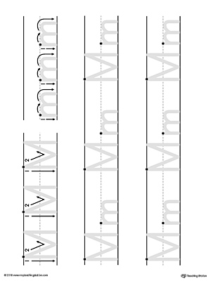 Uppercase and Lowercase Letter M Printable Writing Mat