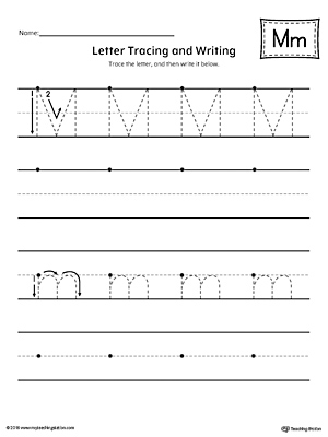 Letter M Tracing and Writing Printable Worksheet