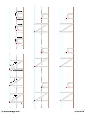 Uppercase and Lowercase Letter N Printable Writing Mat (Color)