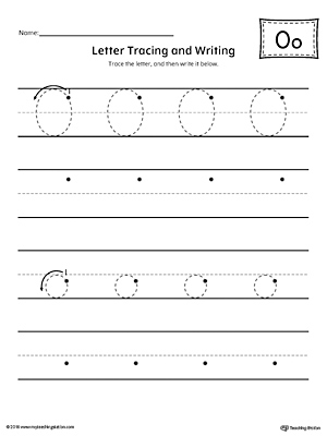 Letter O Tracing and Writing Printable Worksheet