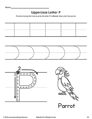 Uppercase Letter P Pre-Writing Practice Worksheet