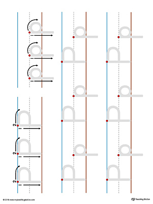 Uppercase and Lowercase Letter P Printable Writing Mat (Color)