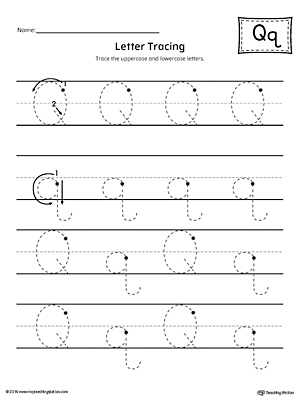 Give your child plenty of writing practice with the Letter Q Tracing printable worksheet.