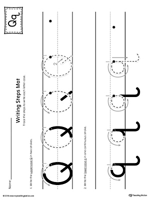 Letter Q Writing Steps Mat Printable