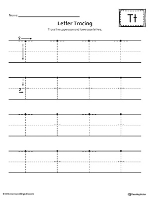 Give your child plenty of writing practice with the Letter T Tracing printable worksheet.