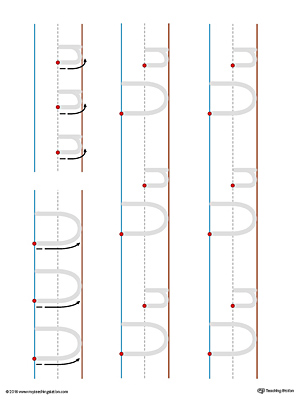 Uppercase and Lowercase Letter U Printable Writing Mat (Color)