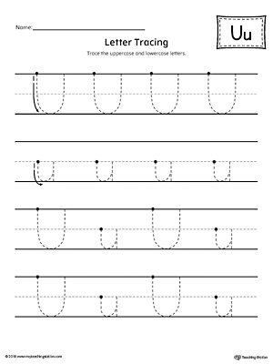 Letter U Tracing Printable Worksheet