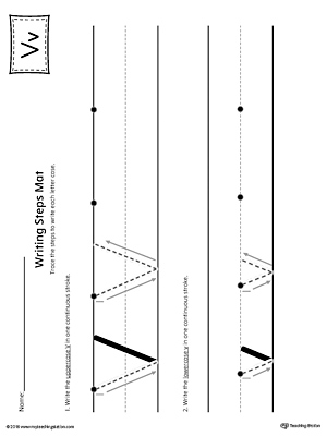 Letter V Writing Steps Mat Printable