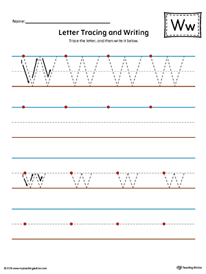 Letter W Tracing and Writing Printable Worksheet is perfect for students in preschool or kindergarten to practice writing.