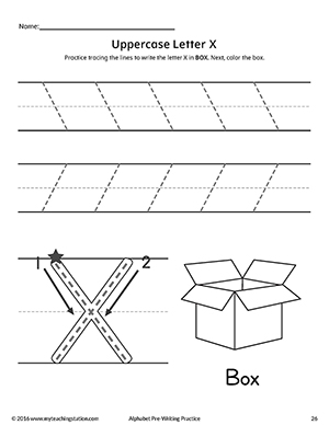 Uppercase Letter X Pre-Writing Practice Worksheet