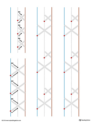 Practice writing the lowercase and uppercase letter X with this printable writing mat.