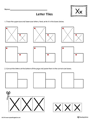 Letter X Tracing and Writing Letter Tiles